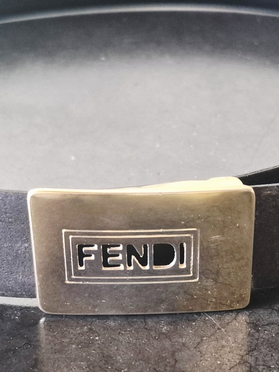 Fendi Other - Fendi Black Leather Belt with Gold Fendi Plaque Buckle